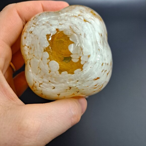 Handcrafted Yellow & White Art Glass Vase - Picture 10 of 10